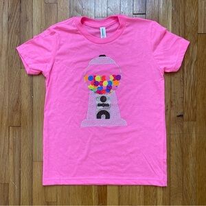 Girls Handmade Hot Pink Gumball Machine Rhinestone SS Tee Shirt Size Small